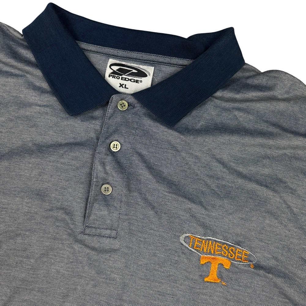 Vintage Pro Edge Tennessee Volunteers Polo Shirt Mens XL Blue Mercerized Cotton